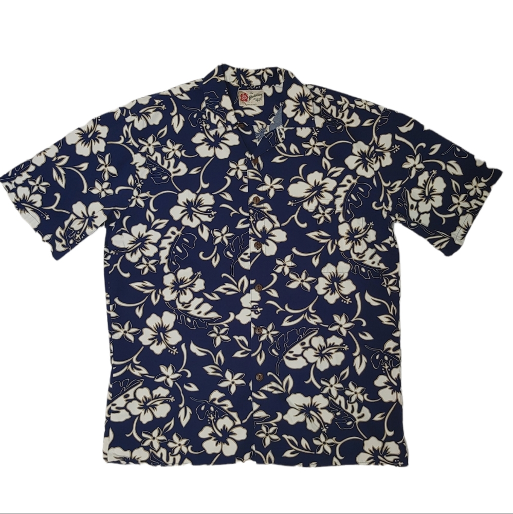 Hilo Hattie Tropical Hibiscus Hawaiian Aloha Shirt L